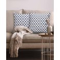 Geometric Patterned White 18x18 Pillow Covers Set of 2, Navy Blue