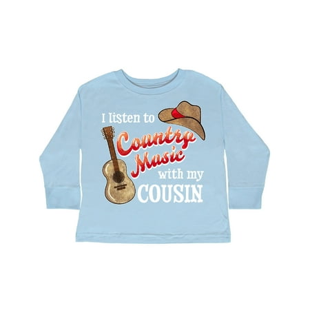 

Inktastic I Listen to Country Music with my Cousin Guitar and Hat Gift Toddler Boy or Toddler Girl Long Sleeve T-Shirt
