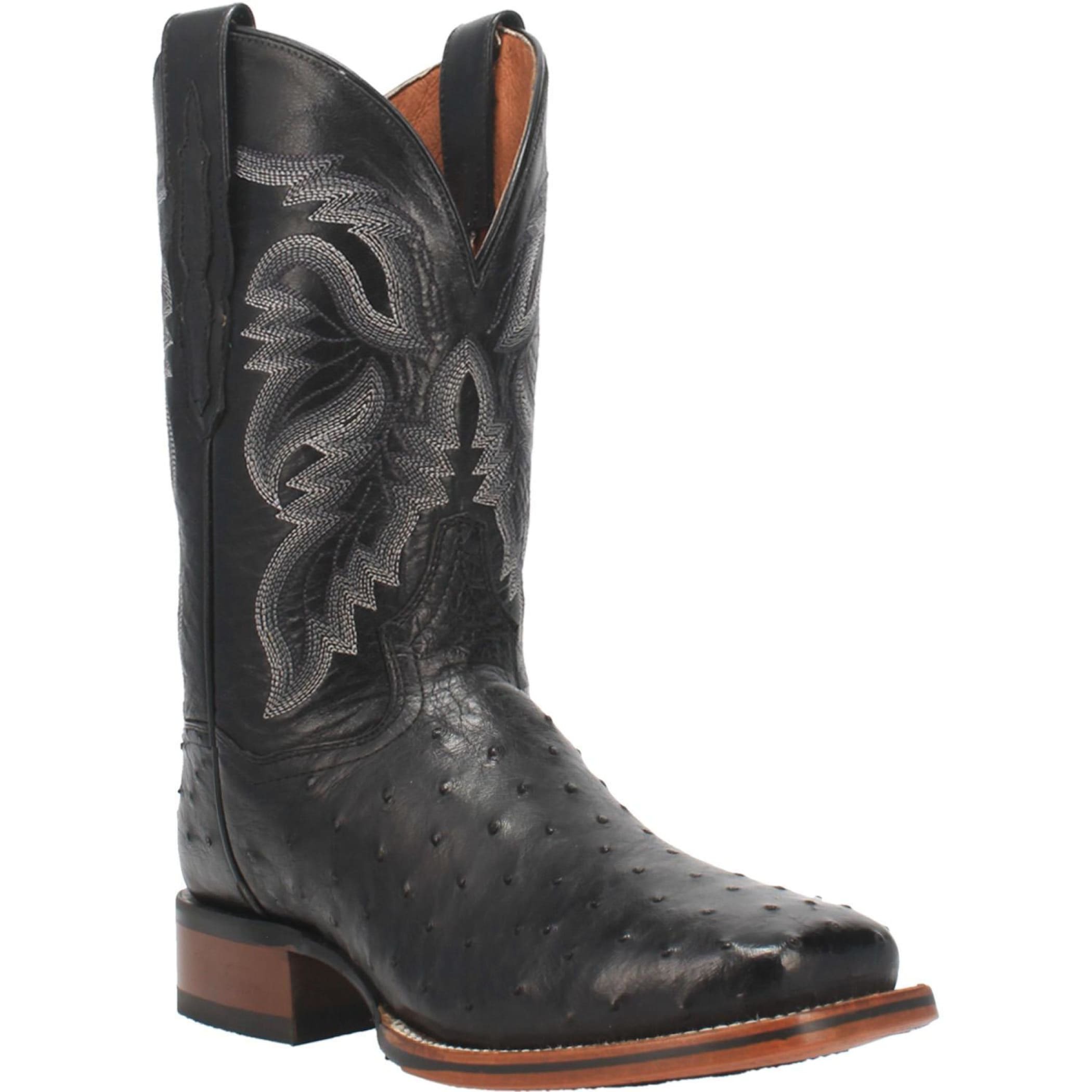 black full quill ostrich boots