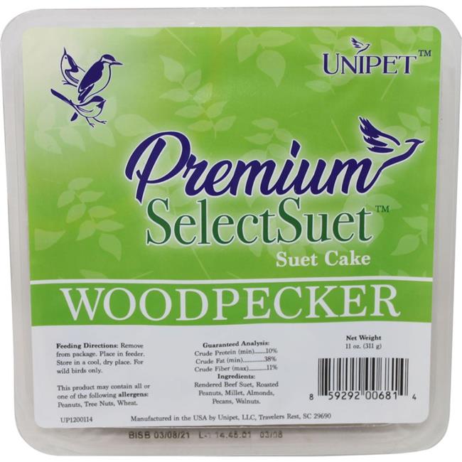 Unipet USA UP1200114 11 oz Premium Select Woodpecker Suet, Pack of 12