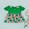 thumbnail image 3 of Robe de la Saint-Patrick pour Bébé Fille Col Poupée Manches Courtes Robe Trapèze Verte 4-5 Ans, 3 of 7