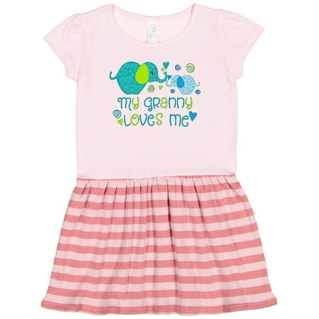 

Inktastic My Granny Loves Me- Cute Elephants Gift Toddler Girl Dress