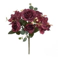 thumbnail image 3 of Flores artificiales con hortensias de seda, flores falsas, 1 ramos para decoración de bodas en el hogar, centro de mesa, peonías falsas, 3 of 5