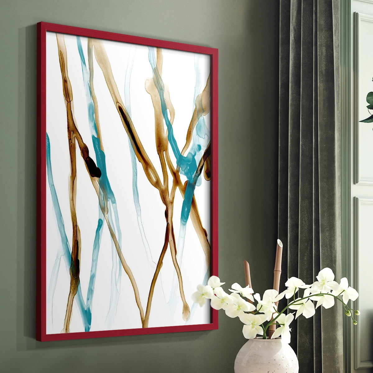 Runnel XVII in Red Solid Wood 11 x 14 Framed Print
