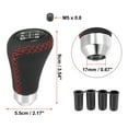 thumbnail image 6 of Black Universal 5 Speed Car Gear Lever Shifter Manual Stick Shift Knob PU Leather, Red Stitches, 6 of 7