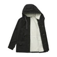 thumbnail image 4 of RYRJJ Womens Waterproof Rain Jacket Fleece Lined Rain Coats Outdoor Warm Zip Up Drawstring Hooded Windbreaker Jackets with Pockets(Black,XL), 4 of 4