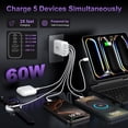 thumbnail image 3 of Adaptador de carga Auorld, paquete de 2, 60 W, USB-C de 5 puertos, carga rápida, 3 of 7