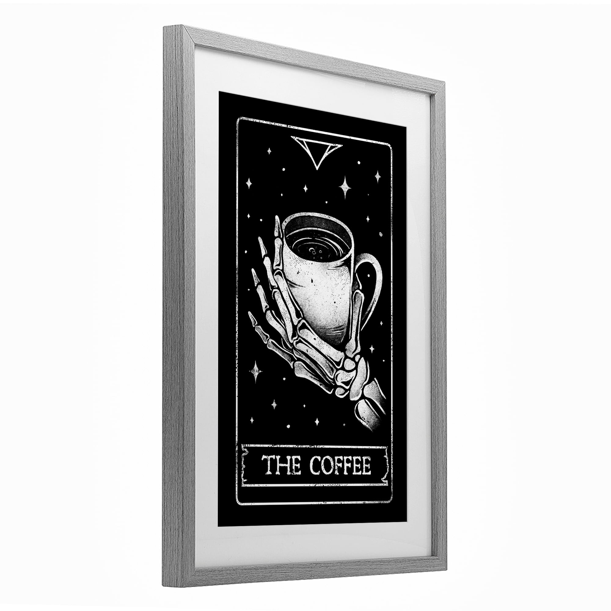 Stupell Industries The Coffee Tarot Card Gray Framed Print Under Glass, design by EduEly Designs