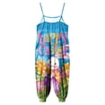 thumbnail image 5 of 1-10 Years Toddler Baby Girl Easter Outfit Rabbit Sleeveless Romper Jumpsuit Overalls Spaghetti Strap Wide Leg Summer Suspender Pants Playsuit Blue, 5 of 6