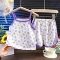 thumbnail image 2 of Quealent Girls Pajamas Flutter Sleeve Toddler Girl Summer Pajamas 2 Piece Pjs Set Sleepwear for Girls 3-10 Years (Purple, 18-24 Months), 2 of 6