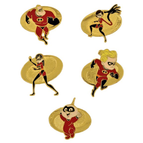 Incredibles Pixar 5 Gold Pin Starter Set Assorted Disney Trading Pins