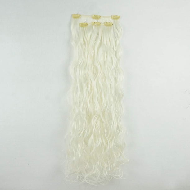 Lydell 22 pulgadas largo rizado 2 piezas Set extensión de cabello grueso clip en extensiones sintéticas para mujeres (613A rubio blanco)