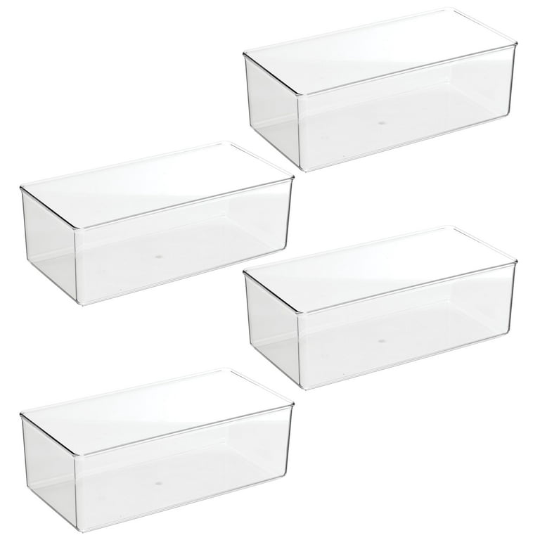 mDesign Long Plastic Drawer Organizer Container Bin for Closet, 6 Pack, Clear