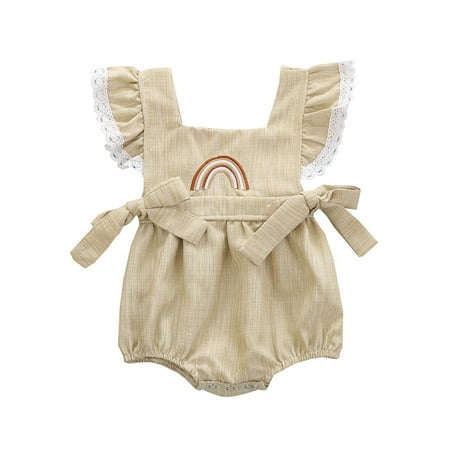 

Toddler Girls Bodysuits Ruffle Trim Fall Soft Linen Sleeveless Daily Kids Children Clothes Cartoon Trendy Soft Cute Outwear Streetwear Spring Summer Rompers Jumpsuits