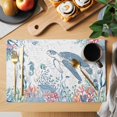 thumbnail image 2 of Coastal Turtle Placemats Set of 6, Summer Beach Nautical Ocean Coral Seahorse Placemats for Dining Table, Place Mats for Kitchen Tabletop, Waterproof Wipeable Dining Table Mats Set, 2 of 9