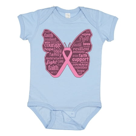 

Inktastic Breast Cancer Butterfly Collage of Words Gift Baby Girl Bodysuit