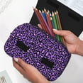 thumbnail image 6 of Sikiie Purple Leopard Print Flip Double-layer Pencil Case, All-purpose Stationery Bag for Study and Office, Zipper Design, Unisex, 6 of 7