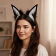 thumbnail image 4 of Wolf Fox Ears Headband Furry Animal Ear Hairband Animal Hair Hoop Animal Headwear Head Accessories for Anime Dress, 4 of 7