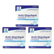 Quality Choice Anti-Diarrheal Loperamide Tablets, 12 Caplets (3 Pack)