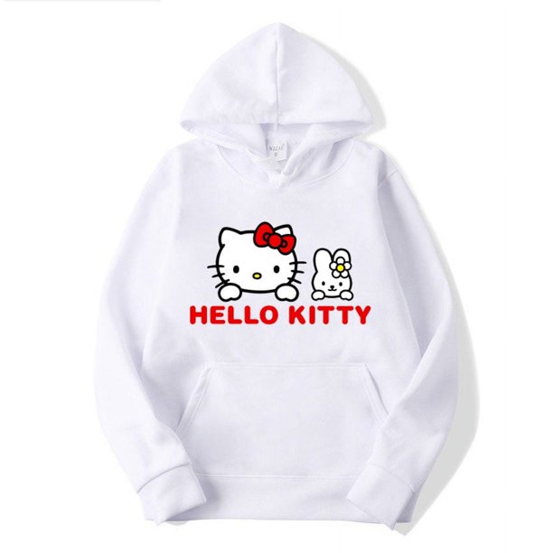 Sanrio-Sudadera con capucha de Hello Kitty para mujer, ropa bonita 3D con estampado de dibujos animados, moda de primavera y otoño, 2000s, y2k