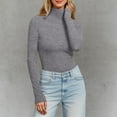 thumbnail image 3 of Long Sleeve Shirts for Women Fall Winter Basic Undershirt Turtleneck Slim Fit Plain Blouse Tunic Tops, 3 of 6