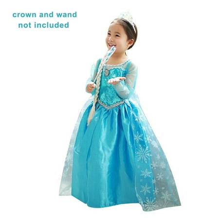 Holloween Gift Princess Inspired Girls Snow Queen Party Costume Dress (2-3years)