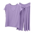 thumbnail image 2 of NominalSnug Plus Size Pajamas Sets for Women Soft Sleepwear Cap Sleeve V Neck Tops Capri Pants Comfy Loungewear, 2 of 6