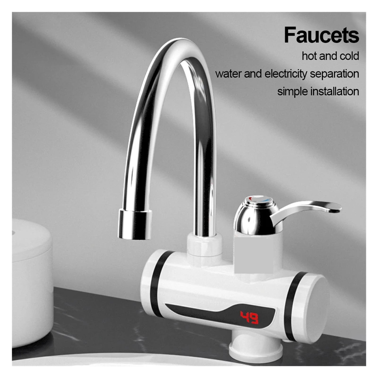 Electric Instant Water Heater Faucet 3000W Hot Cold Mixer Tap Temperature Display for Kitchen ,Tankless Design