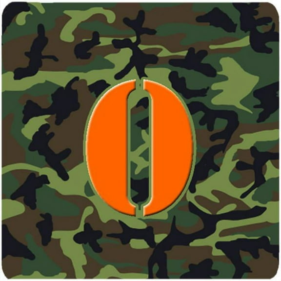 Monogram - Camo Green Foam Coasters, Initial Letter O - Set 4, 3.5 x 3.5 In.
