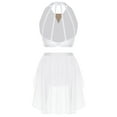 thumbnail image 2 of Sholeno Women's Lyrical Dance Outfits Halter Sleeveless Shiny Dance Crop Top with Skirt Dancewear White S, 2 of 6