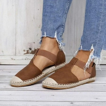 

jjayotai Sandels for Women Clearance Summer Ladies Shoes Flat Straw Woven Casual Round Toe Women s Sandals Outwear Flash Picks Brown