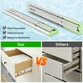 thumbnail image 4 of 12 Inch Heavy Duty Drawer Slides 500LB Capacity, Alloy Steel Lockin
g Drawer Slides Full Extension, 10 Pairs Silver Slide Rails for Furniture Cabinet, 4 of 7
