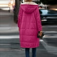 thumbnail image 4 of Dwralegc Color Womens Fleece Jacket Long Sleeve Thermal Winter Long Puffer Jackets Fleece Zip Up Plus Size Coat Trendy Heavyweight Hooded Outerwear with Pockets Hot Pink 2XL, 4 of 8