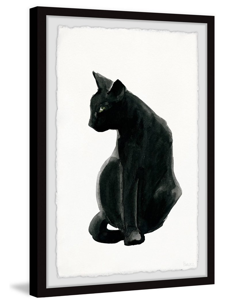 絵画 blackcat Parvez Taj Mysterious Black Cat Framed Wall Art - Walmart.com