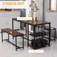 thumbnail image 4 of HOMCOM 3-Piece Dining Table Set for 4 with 2 Benches, Rectangular Dining Table and Chairs Set, Industrial Kitchen Table with 5-Bottle Wine Rack, Glass Holder, and Storage Shelf, Rustic Brown, 4 of 10
