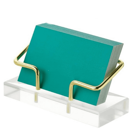 Business Card Holder for Desk, Modern Card Organizers and Office Desk Accessories for Men and Women (Golden)