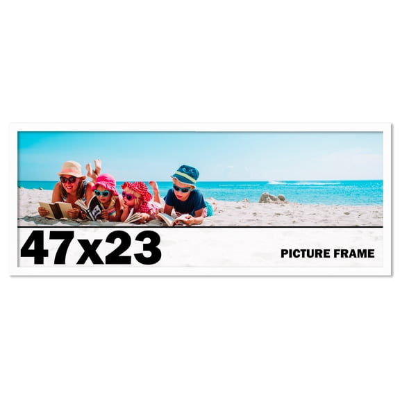 47x23 Frame White Solid Wood Picture Frame Includes UV Acrylic Shatter Guard Front, Acid Free Foam