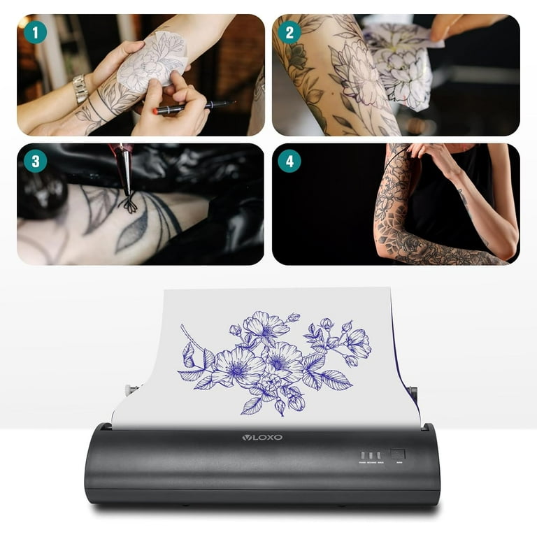 Cordless Tattoo Stencil Printer, Tattoo Thermal Copier Rechargeable  Portable Tattoo Transfer Machine Compatible with iOS with 10pcs Tattoo  Stencil Paper 