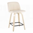 thumbnail image 4 of Set of 2 Contemporary Fixed Height Counter Stools with Swivel in Natural Wood and Cream Faux Leather - 250lbs Weight Capacity, 4 of 5