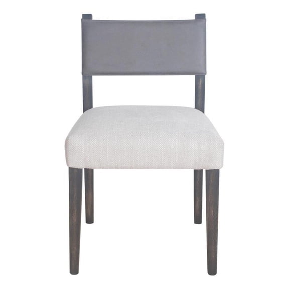 Liom Dining Side Chair Set of 2- Ash Gray Fabric- Blackwash Frame