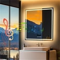 thumbnail image 6 of LUVODI 31.50x31.50 inch Square Lighted Bathroom Mirror with Bluetooth Speaker Dimmable Vanity Makeup Wall Mounted Mirrors, Backlit + Front Lit, Memory Function, Anti-Fog, Horizontal/Vertical, 6 of 14