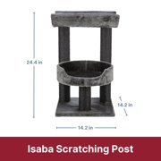 TRIXIE Isaba Plush 2-Level 24.4 Cat Tree with Sisal Scratching Posts, 2 Perch, Black/Gray