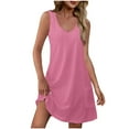 thumbnail image 1 of FAIWAD Robes d'Été pour Femmes, Robe Débardeur Sans Manches à Oeillets, Décontractée, Ample, Mini Robe de Plage avec Poche, 1 of 5