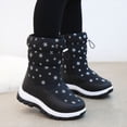 thumbnail image 3 of Botas de nieve de invierno para niños, con copos de nieve, de tubo alto, lindas botas de algodón de moda para niños, botas cálidas informales de fondo suave, 3 of 5