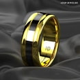 thumbnail image 4 of Tungsten Rings for Men Wedding Bands for Him Womens Wedding Bands for Her 6mm Dome Polish Gold Black Center, 4 of 11