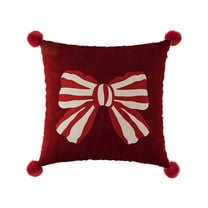 Cinvoph 18"x18" Velvet Throw Pillow Covers Cotton Bow Cushion Cases Christmas New Year Holiday Decor, Decorative Pillow Covers for Couch Sofa Chair Living Room, Warm Holiday Gatherings Decor