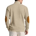 thumbnail image 5 of IAJDKMEK Men's Stand Collar Button Sweater - Jacquard Knit Long Sleeve Casual Outdoor Pullover, Sweaters for Men Hiking Travel Daily Wear,Khaki XL, 5 of 7