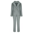 thumbnail image 6 of Blazer Pants Set for Women, 2 Piece Business Suit Lapel Button Coat Slim Fitting Business Office Work Blazer Pants Outfits Outfits for Women 2 Piece Sets Dressy Gray XXL, 6 of 8