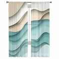 thumbnail image 3 of Teal Brown Ombre Sheer Curtains 63 Inches Length 2 Panels Set, Window Sheer Curtains for Living Room/Bedroom, Modern Abstract Moire Art Geometric Light Filtering Rod Pocket Curtain 52'' x 63'' x 2, 3 of 7