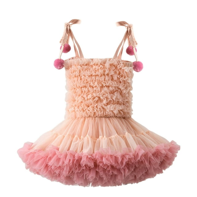 MIASHUI Robe Tutu à Fleurs pour Fille pour Enfants, Robes de Fête de Mariage, Robes de Concours pour Tout-Petits, Beige, 9-12 Mois